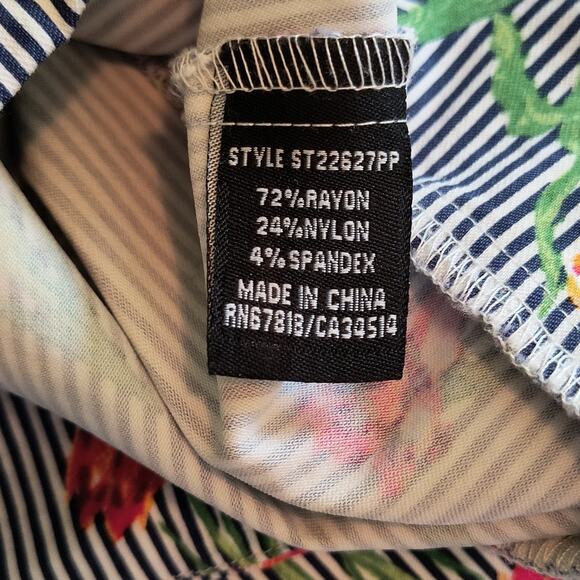 Jules & Leopold Ankle Pants Women's Sz M Multicolor Striped Floral Elastic Waist - Picture 9 of 13